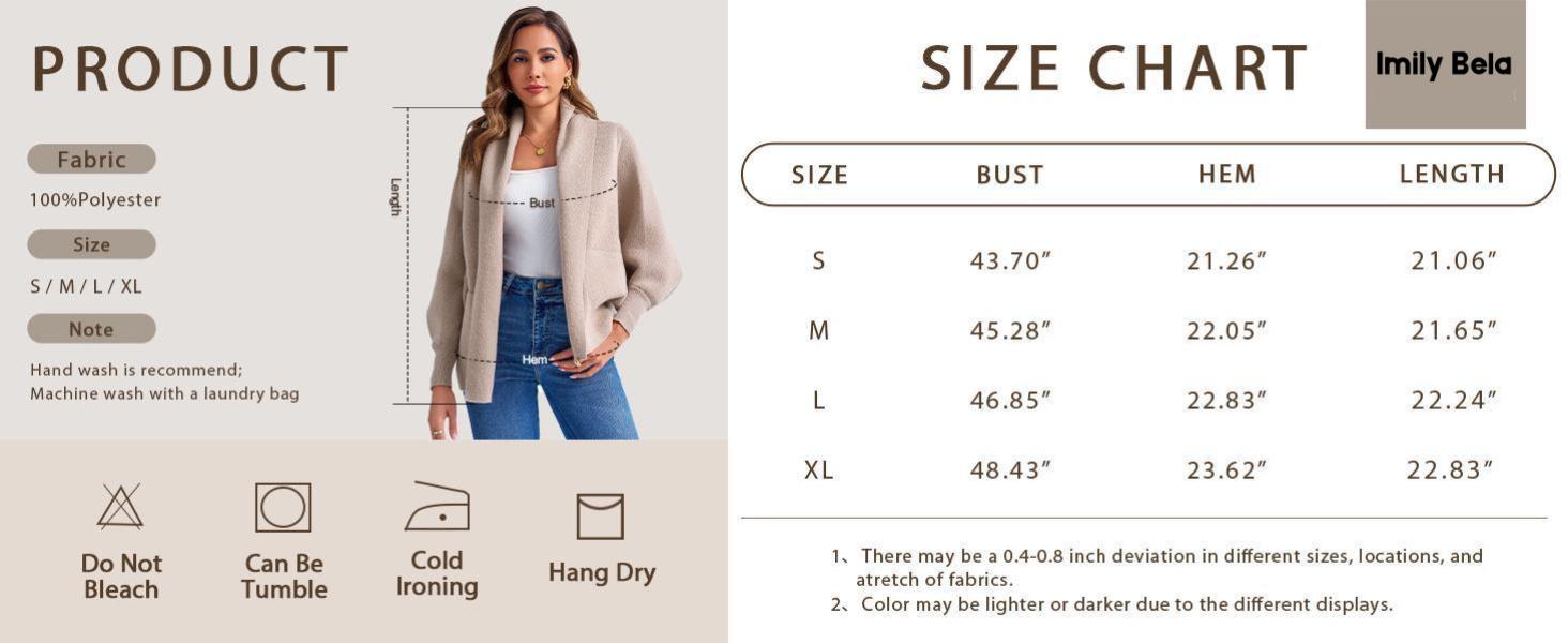 Womens Open Front Cardigan Batwing Long Sleeve Shawl Chunky Knit Loose Fall Poncho Sweater Coats