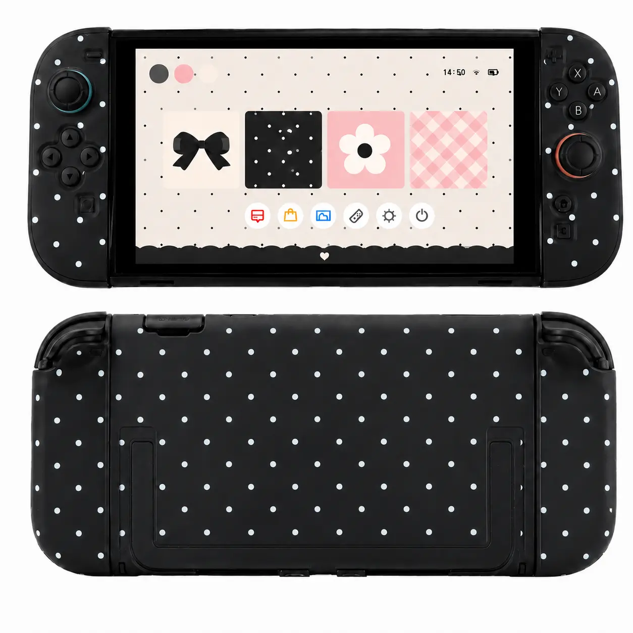 Matte Black Polka Dot Hard Shell Protective Case for Switch 2, Anti-Scratch Console Cover with Controller Accessories