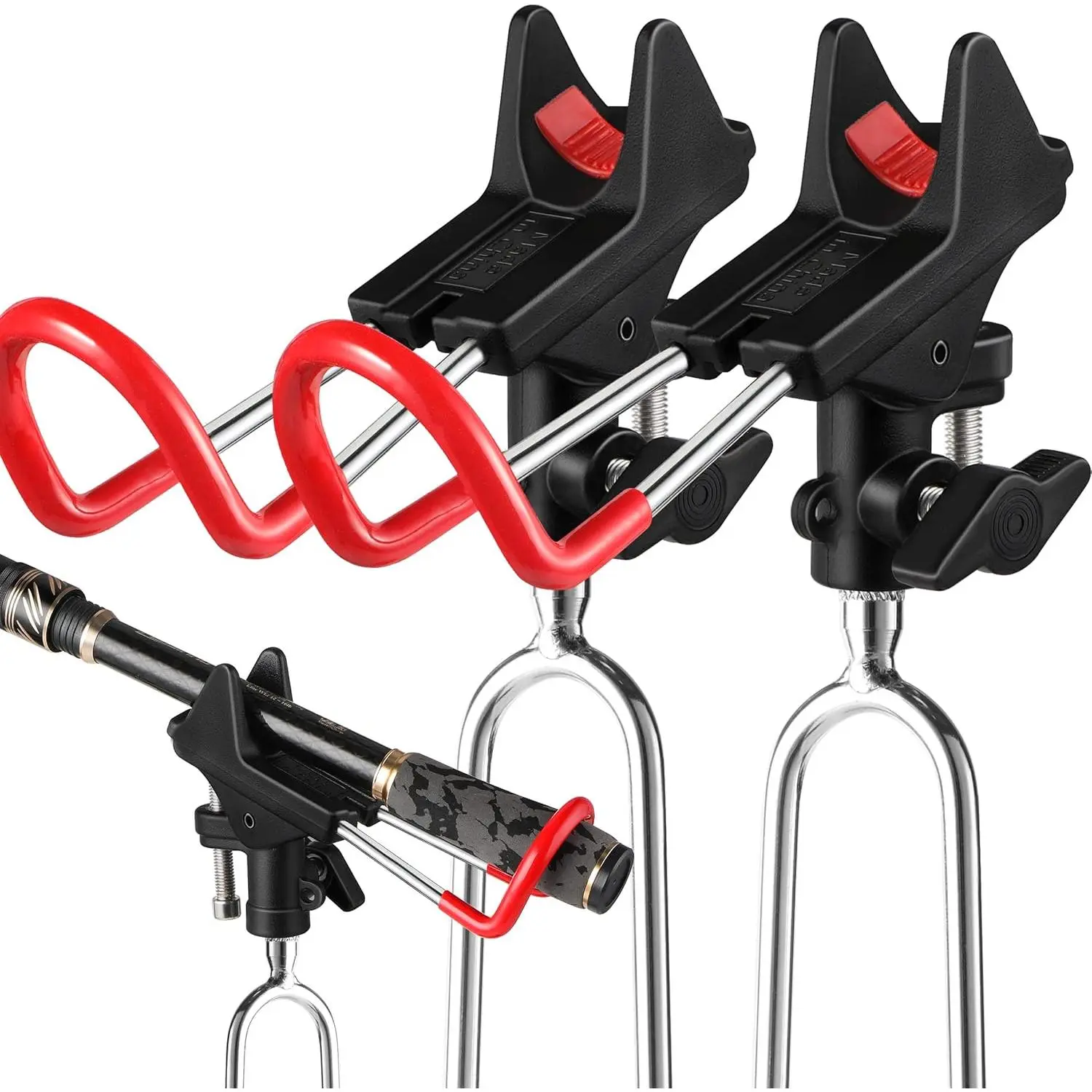 Fishing Rod Holders - Upgraded Detachable 360-Degree Rotation Fisherman Accessories with Clip for Bank, Beach, Long Fishing Rod Use, Gift for Men, Long Fishing Rod Accessories