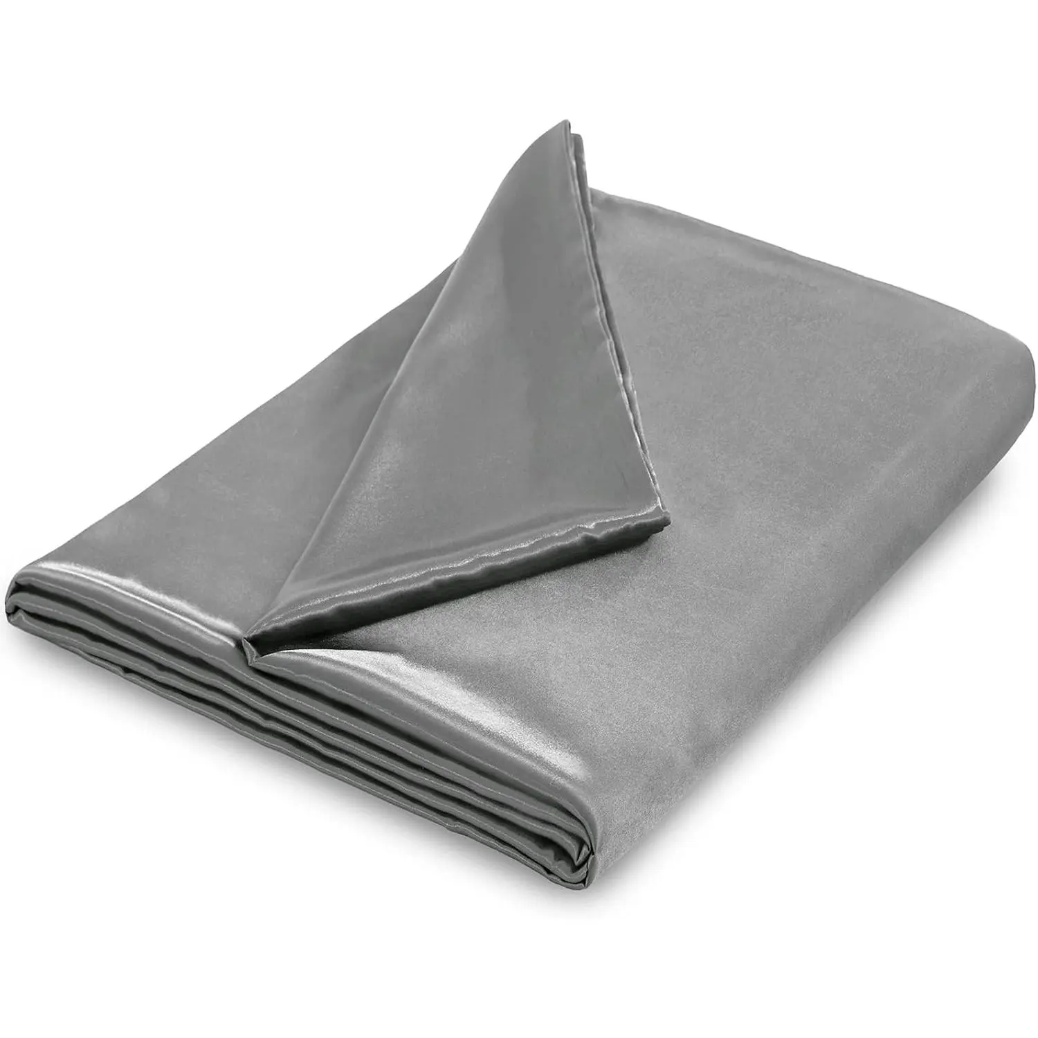 Modern Cooling Effect Synthetic Satin Duvet Cover for Weighted Blankets - 60x80 in Home Bedding, 8 Secure Ties, Zipper Closure, Smooth Finish, Machine Washable, Fits 48x72 in Weighted Blankets, Grey