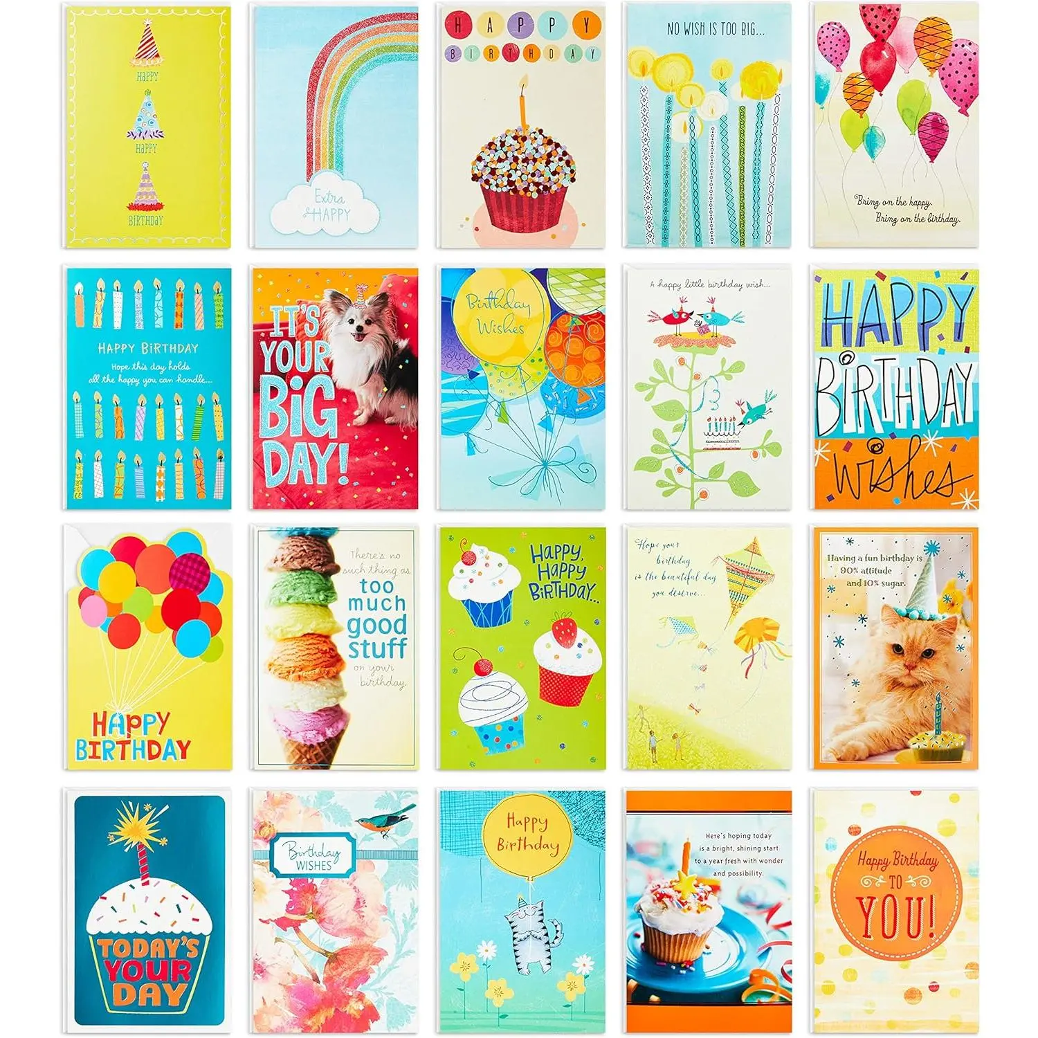 Hallmark Birthday Cards Assortment, 20 Cards with Envelopes (Refill Pack for Hallmark Card Organizer Box)