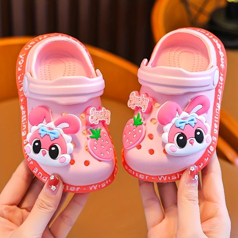 Kids Cartoon EVA Ultra-Light Sandals - Cute Animal Design, Slip-On Style, Breathable Round Toe Shoes for Youngsters & Girls, Pink Bear & Blue Cat Patterns, Perfect for Casual Attire, Sandals for Youngster
