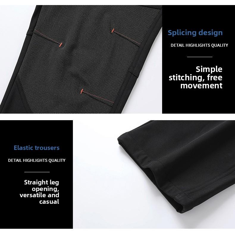 Spring and autumn outdoor men's casual sports pants, loose fit, large size, lightweight hiking pants, windproof, color-blocked fishing pants