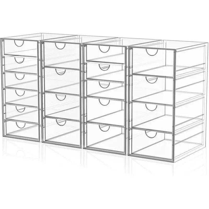 Acrylic Makeup Organizer with 19 Drawers, Storage Drawer Organizer |   Bathroom Organizers and Storage for Palettes, Cosmetic, and Beauty Supplies, Desk Organization