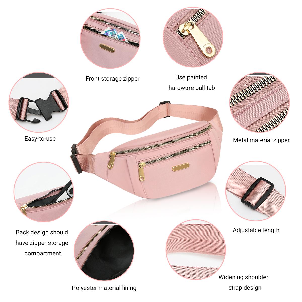 3 Pack Women's Nylon Fanny Pack with Adjustable Strap,Pouch Compact,Waterproof Multi-Pocket Waist Pack, Fashionable Crossbody Shoulder Bag for Travel, Sports & Outdoor Activities