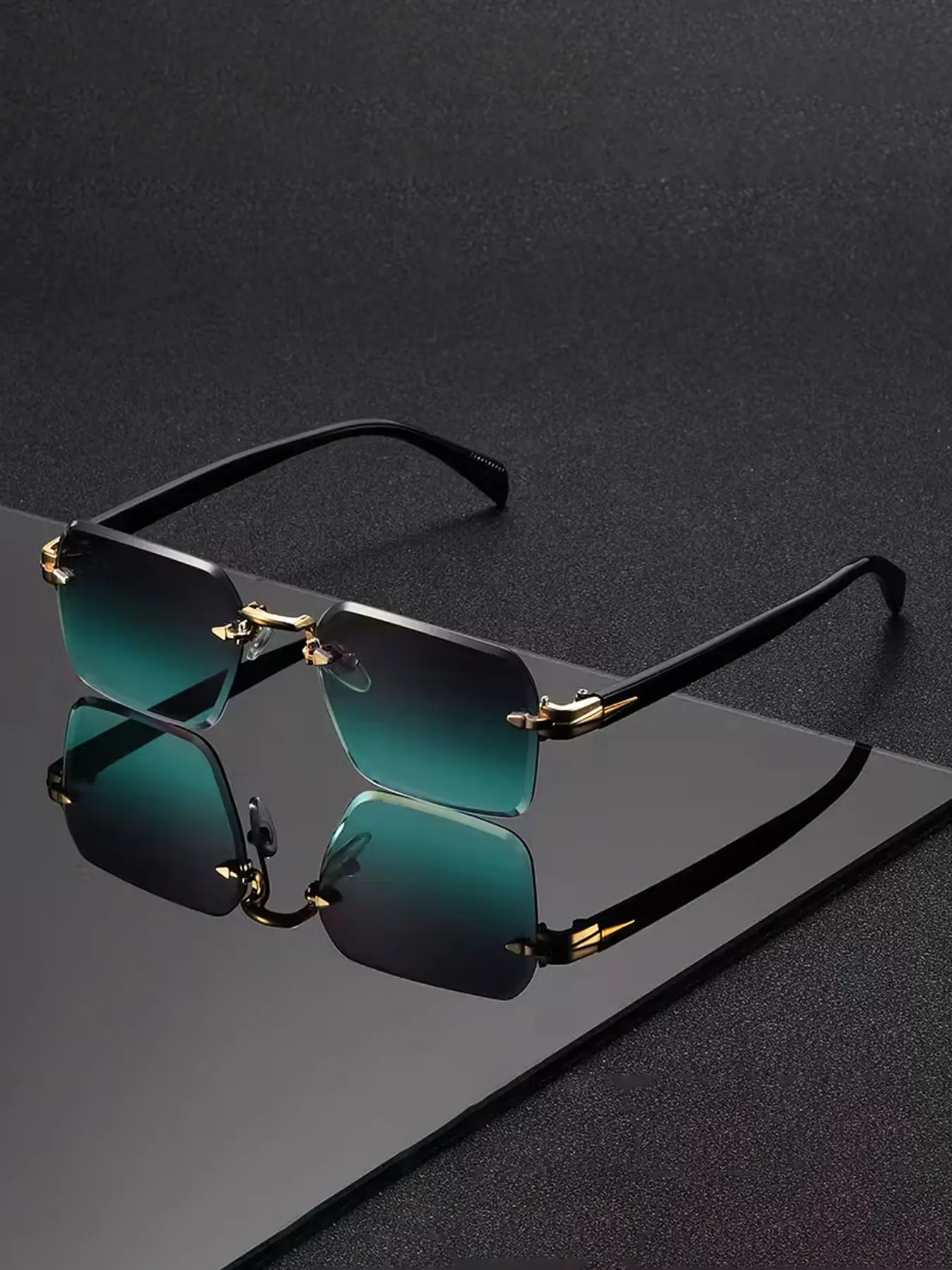 Trendy Square Frameless Fashion Glasses, Lightweight Design, PC Lenses, Unisex Eyewear for Daily Wear & Parties