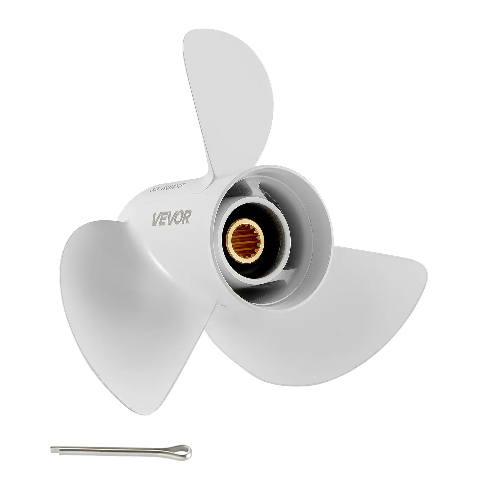 【Summerfinds】VEVOR Outboard Propeller, Upgrade OEM 15 Spline Tooth Aluminum Outboard Boat Propeller Fit Yamaha Engines 50-130 HP, 4-1/4" Gearcase, 3-Blade, RH (Right Hand Rotation), OEM Parts No.6E5-45945-01-EL