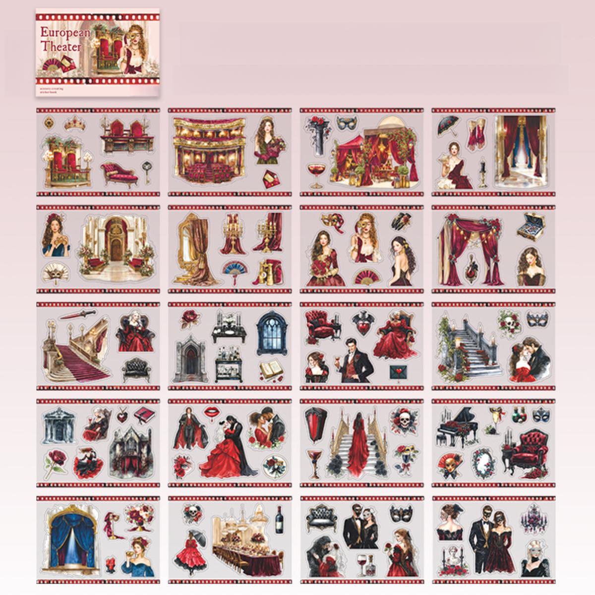 4 designs, 1 pack 20 vintage stickers with detective, ball, cowboy, nautical themes, minimalist style, PET waterproof material, self adhesive DIY planner decoration scrapbook sticker pack