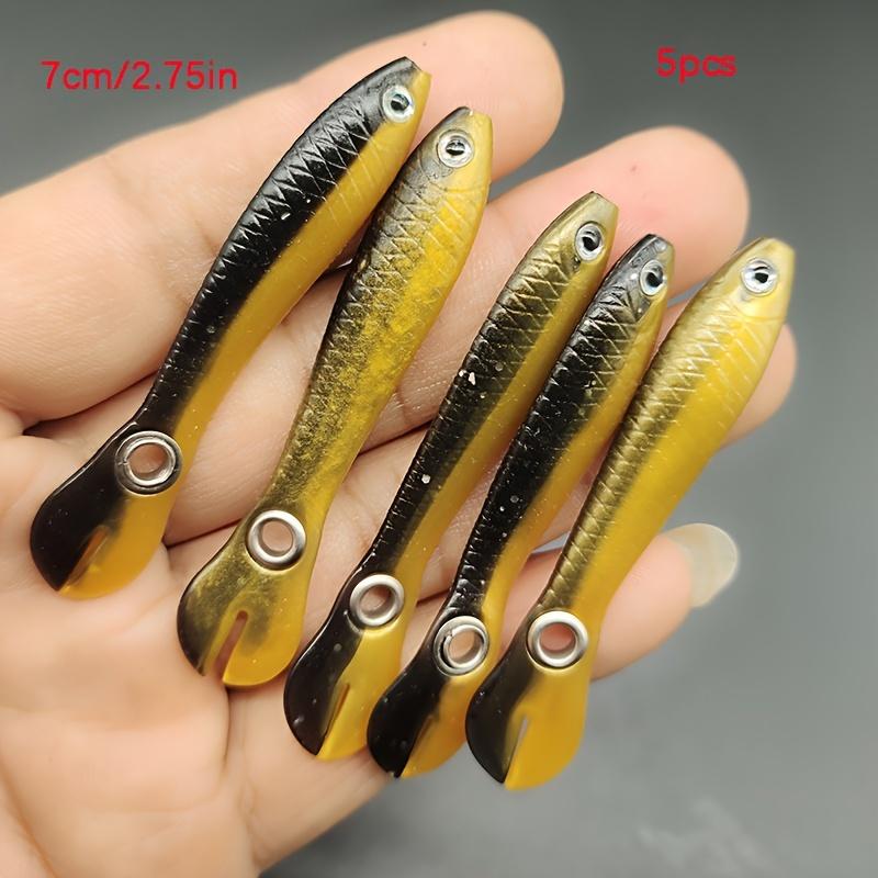 7cm/10cm 5pcs Mud Loach Bionic False Bait Roadside Throwing Tail Fish Soft Bait Freshwater Pufferfish Bass Black Fish Catfish Soft Insect Soft Fish Bait