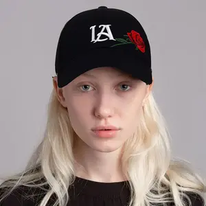Rose Embroidery Dad Hat - Romantic Urban Streetwear Casual Cap