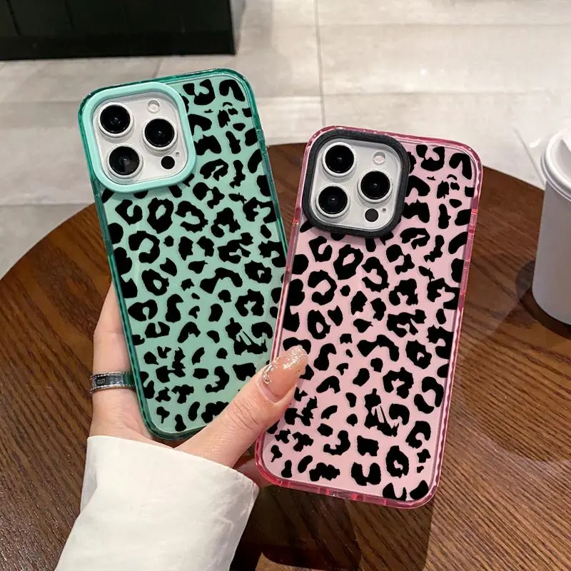Phone case for Samsung  iPhone 17 16 Pro Max 15 Plus 14 13 12 11 Air Graffiti Leopard Non-Yellowing Silicone Transparent Drop Protective Cover