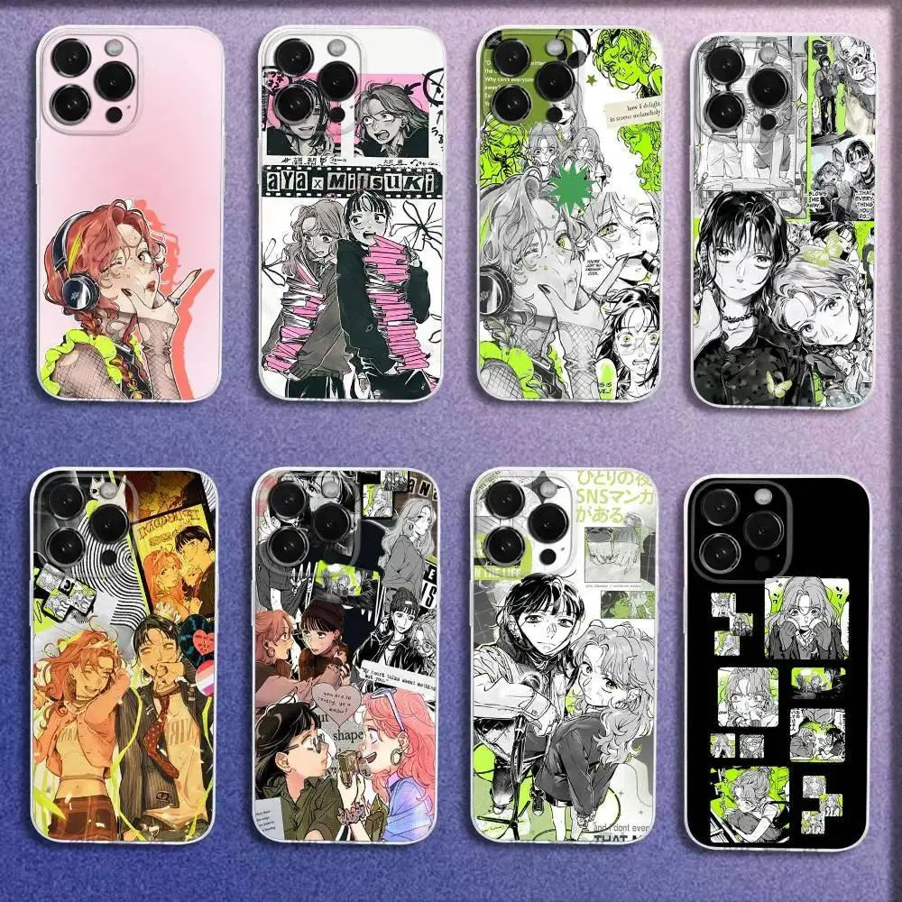 Aya Osawa Mitsuki Koga MitsuAya Customized Casual Character-Based Concept Art Transparent Phone Case, Compatible with iPhone 11-17 Pro Max/Plus & Samsung Galaxy S23-S25