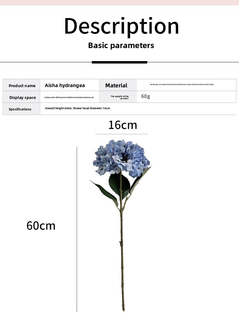 High-end artificial hydrangea flowers for wedding hall, hotel, and home decoration, 3D printed Elsa hydrangea artificial flowers