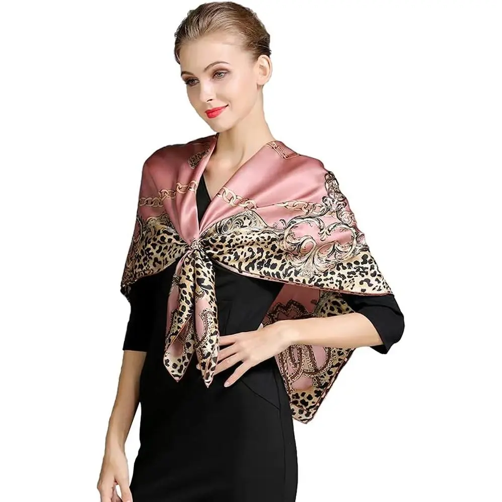 Silk Scarf 43" Large Square Shawl Women Hair Wraps- Packed