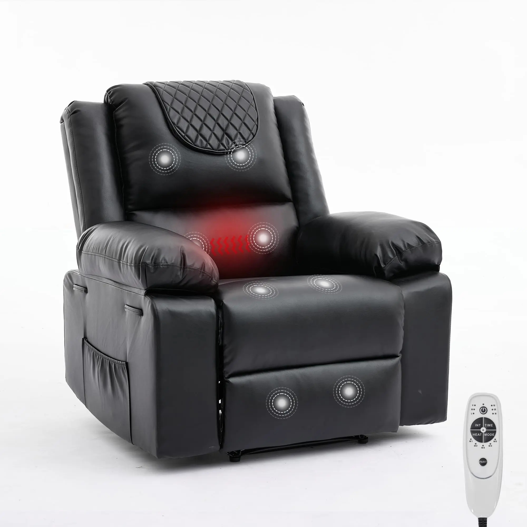 【Christmas Gift】Oversized Vibrating Recliner Massage Chair with Heat & Vibra, 8-Node Vibration, 135° Recline, PU Leather, 330lb Capacity, FSC Wood Frame, for Living Room Bedroom