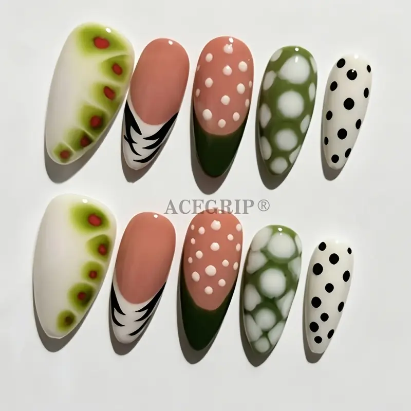 Pack of 10 pieces, pure hand pressure reusable fake nails, water drop type, long style, suitable for all women and women's daily wear, exhibition