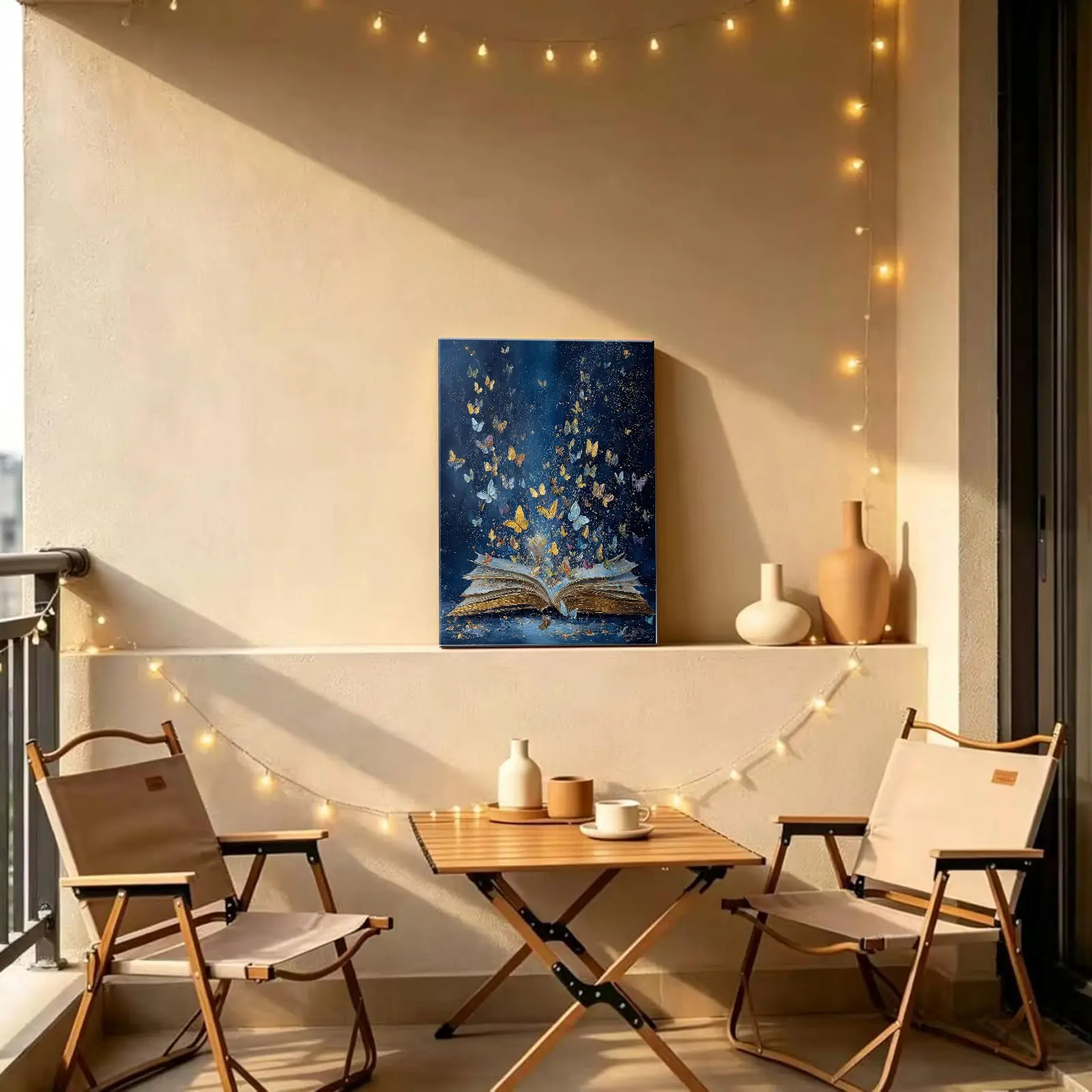 1Pcs Wooden Framed Canvas wall art, Open Book Butterfly Painting, Fashion Poster, Pattern Art For Home Decoration, Wall Decor, High Quality Waterproof Painting, HD Artwork.