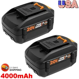 High quality  2X For WORX 20V Max Lithium WA3578 Power Tool 4.0Ah Battery WA3520 WA3575 WA3525