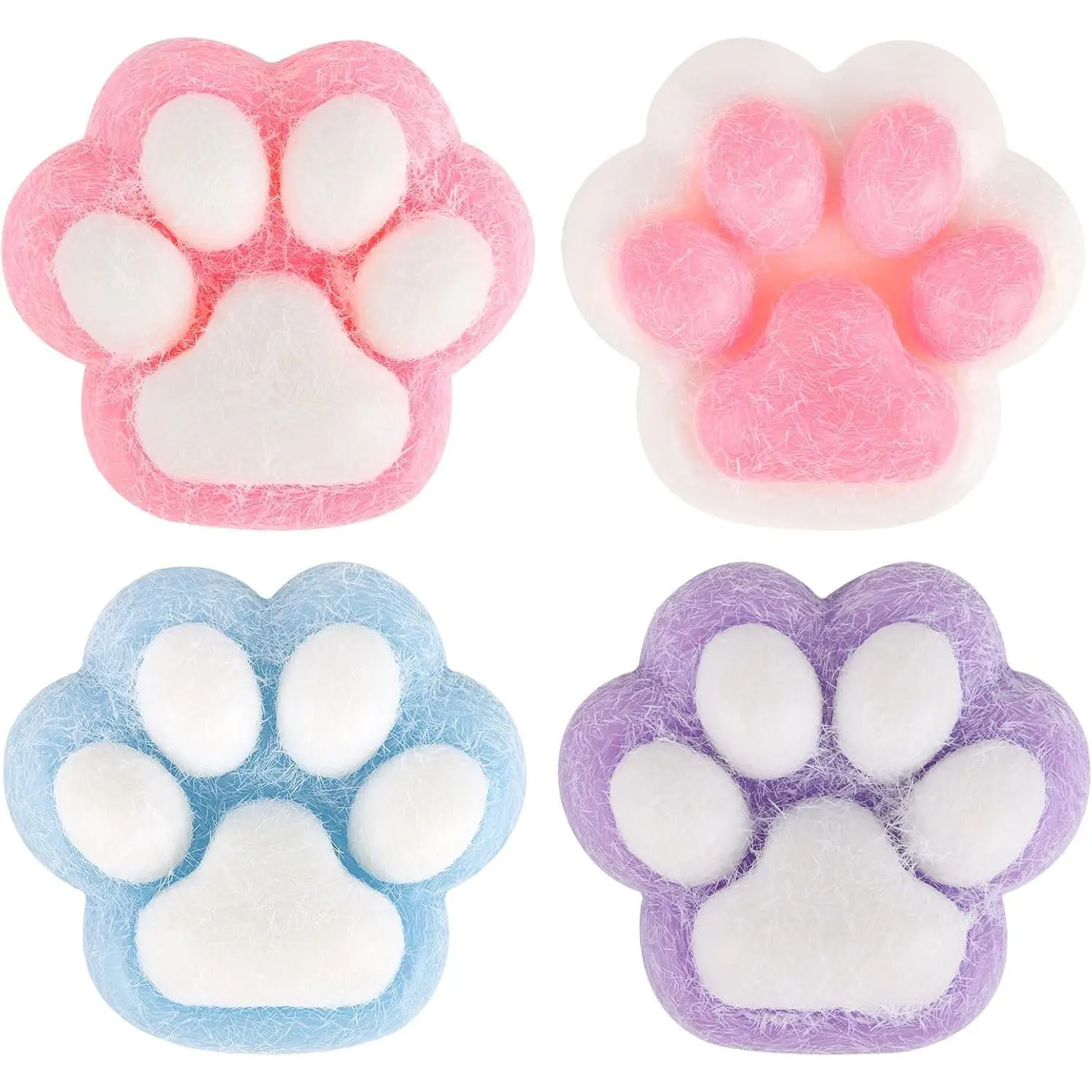 4 Pack Squishy Cat Paw, Cute Fidget Toys Soft Sticky Squeeze Stress Squishies for Kids Adults Anxiety Stress Relief, Classroom Prizes, Birthday Gifts Party Favors