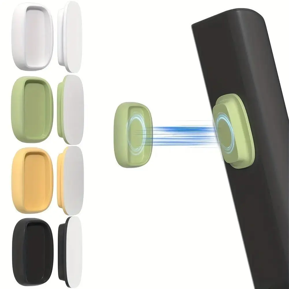 4-Pack Minimalist Silicone Magnetic Hooks - Self-Adhesive No-Drill Wall Mount Organizer with Drain Holes, Lightweight Durable Compact for Bathroom, Kitchen, Remote Holder, Home Organization, Gift Idea, Farmhouse Modern Vibe