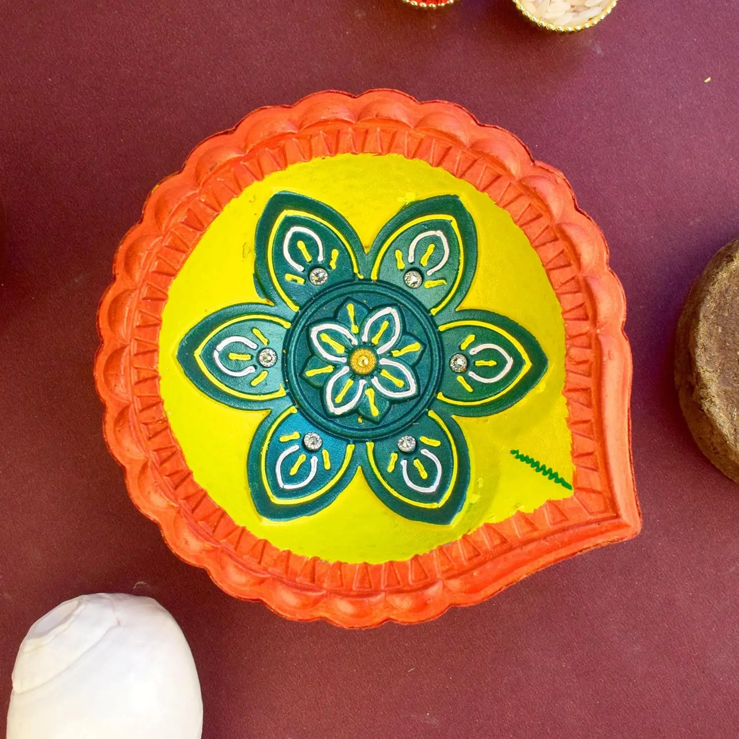 Colored Clay Diya  from High-Quality Earthen Material l Traditional Oil Lamp l Gifts for Diwali