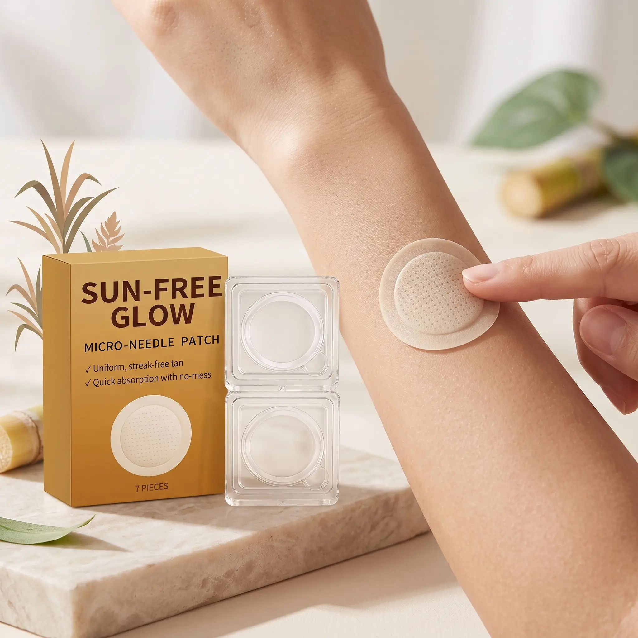 3-Pack Tan Body Care Patches, Summer Outdoor Sunless Tanning, Comfortable Skin Adhesion, Gentle Formula, Wheat Color Tone