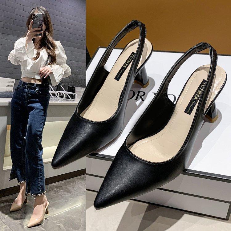 Spring Summer Pointed Toe High Heeled Shoes for Women Stiletto Heel Closed Toe Sandals Backless Shallow Cut Single Shoes