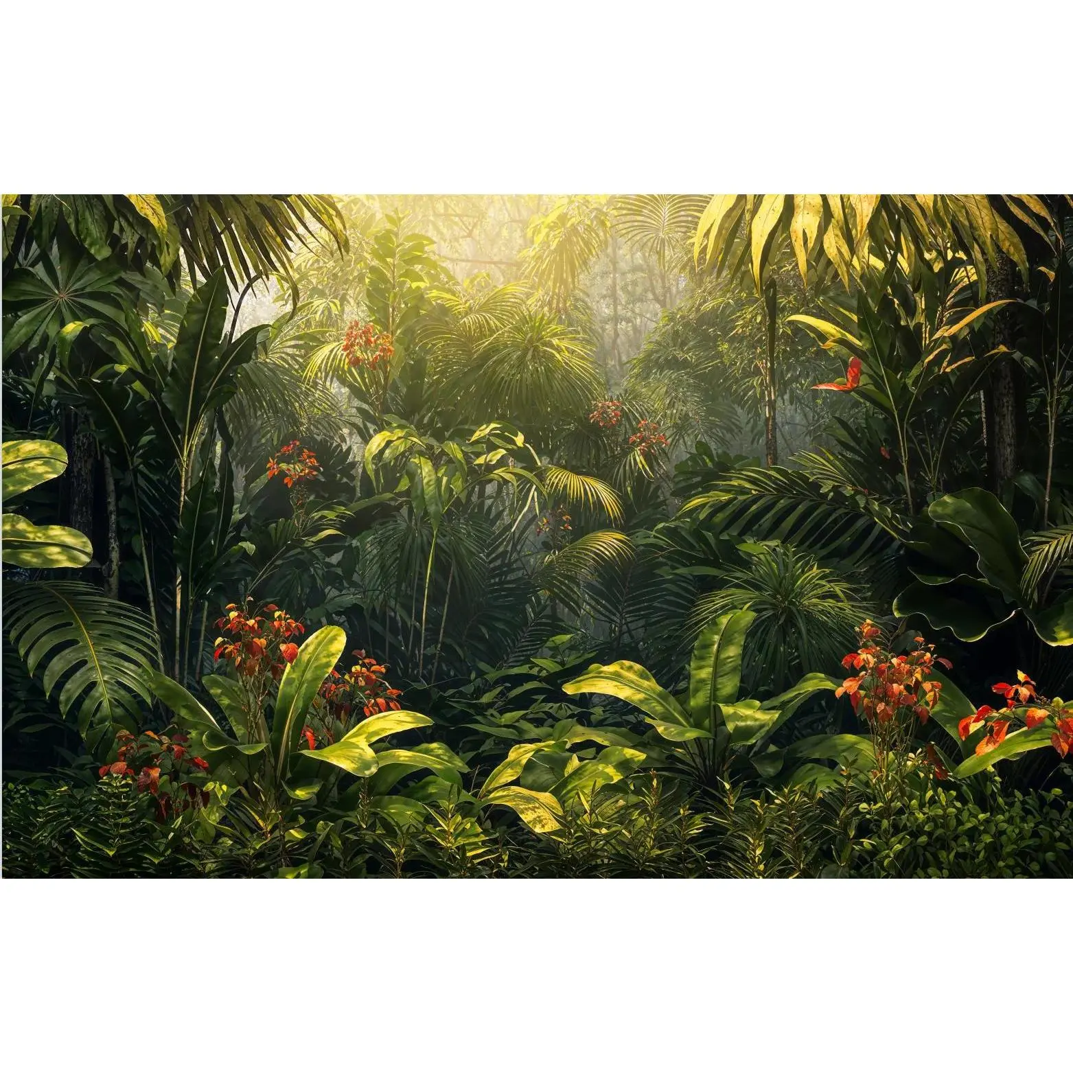 Outdoor Event Decor Custom Size 3D Wallpaper Tropical Rainforest Plant Leaf Wall Mural Home Decoration Living Room Bedroom Leaf Decorative Painting