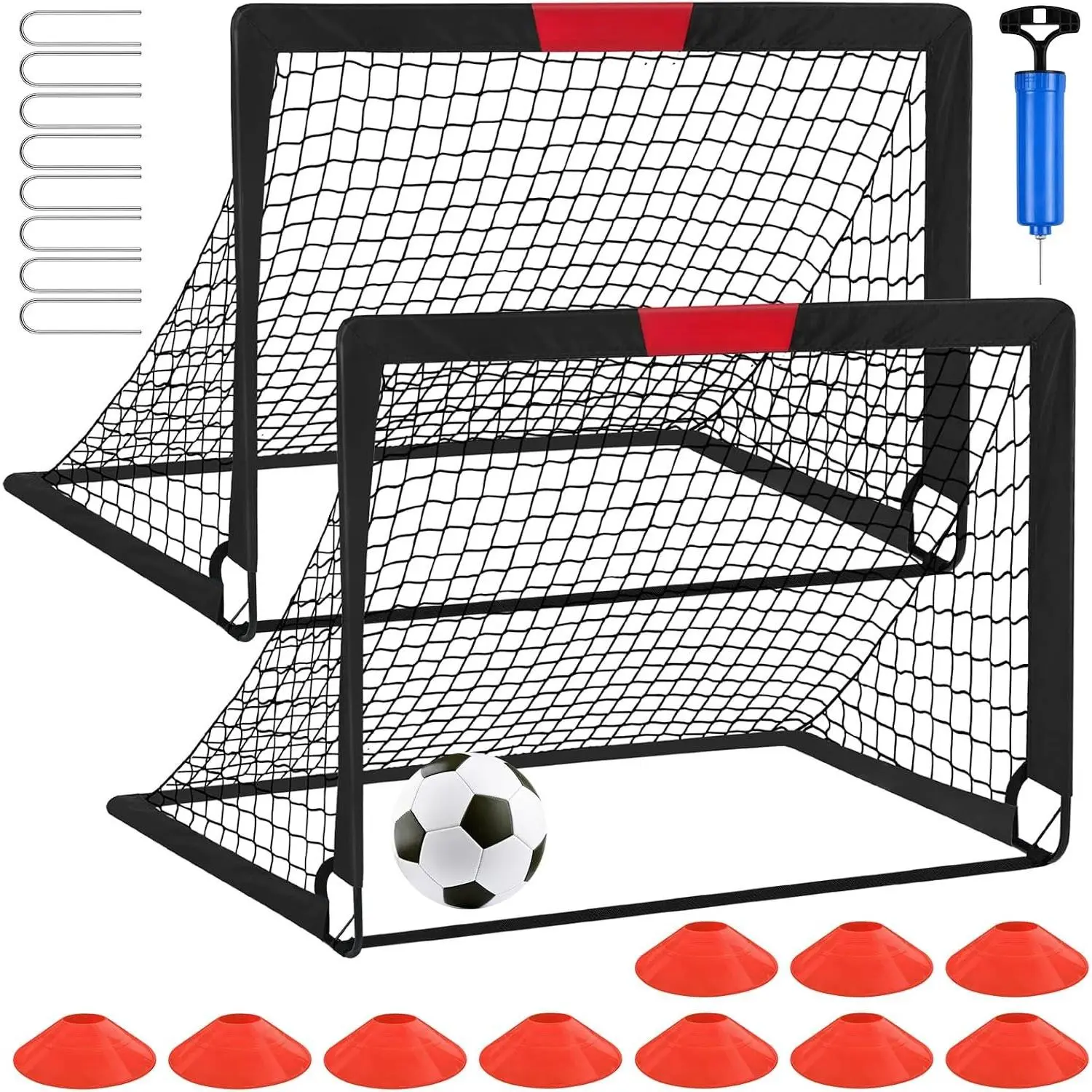 Soccer Goals for Backyard Set of 2,Soccer  Equipment | 4'x3'/5'x3'/7'x5' Portable Soccer Goal, Pop Up  Soccer Net with Soccer Ball, Soccer for  and Youth ,