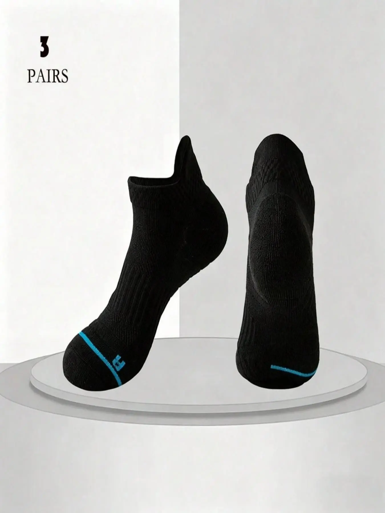 3/4 Pair Unisex Sporty Ankle Socks, Low-Cut Cushioned Design, Non-Slip Outdoor Running Socks, Ideal for Marathon, Tennis, Cycling
