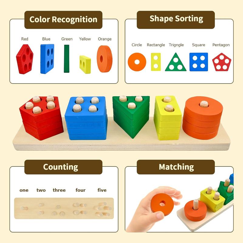 Wooden Shape Sorter Toy, 1 Set Colorful Shape Sorter Toy, Montessori Toy, Educational Toy for Kids, Learning Toy for Toddlers #TOP PICKS