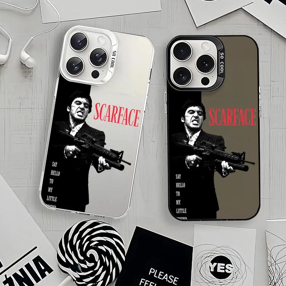 Movie S-Scarface Laser Phone Case for iPhone 17 Air 16 15 14 13 12 11 Pro Max Plus Samsung S26 S25 S24 S23 S22 Plus Ultra IMD Shockproof Silicone Coque