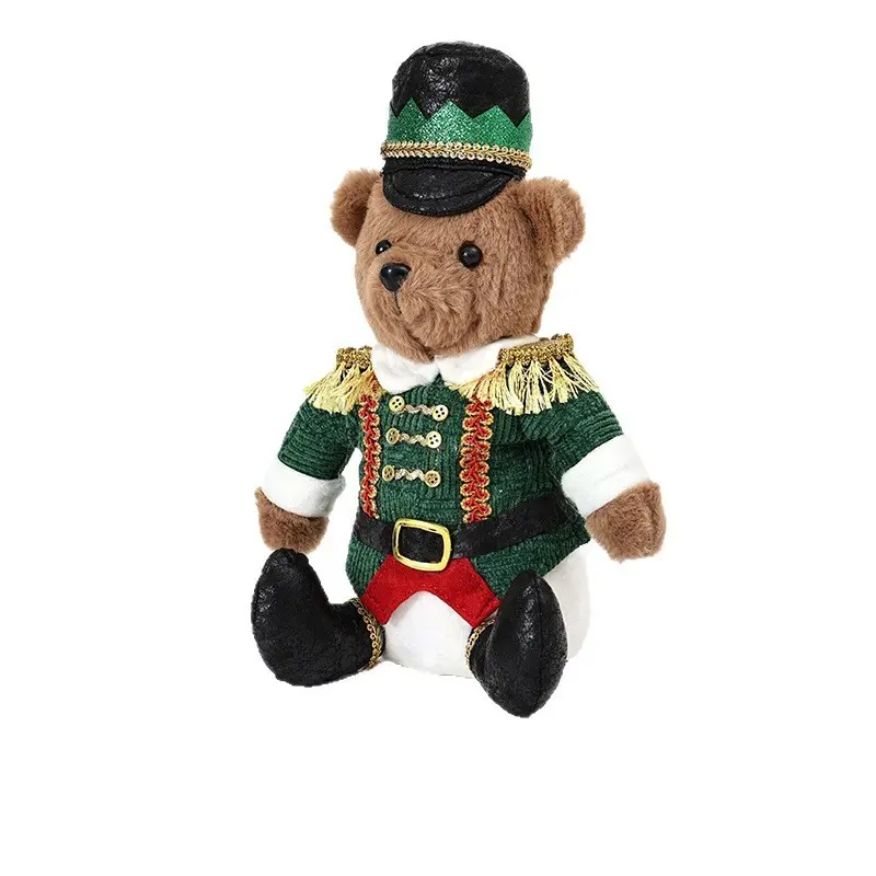 Vintage Nutcracker Soldier Plush Bear Doll, European Christmas Theme, Home Decor, Holiday Gift, Festive Party Decoration