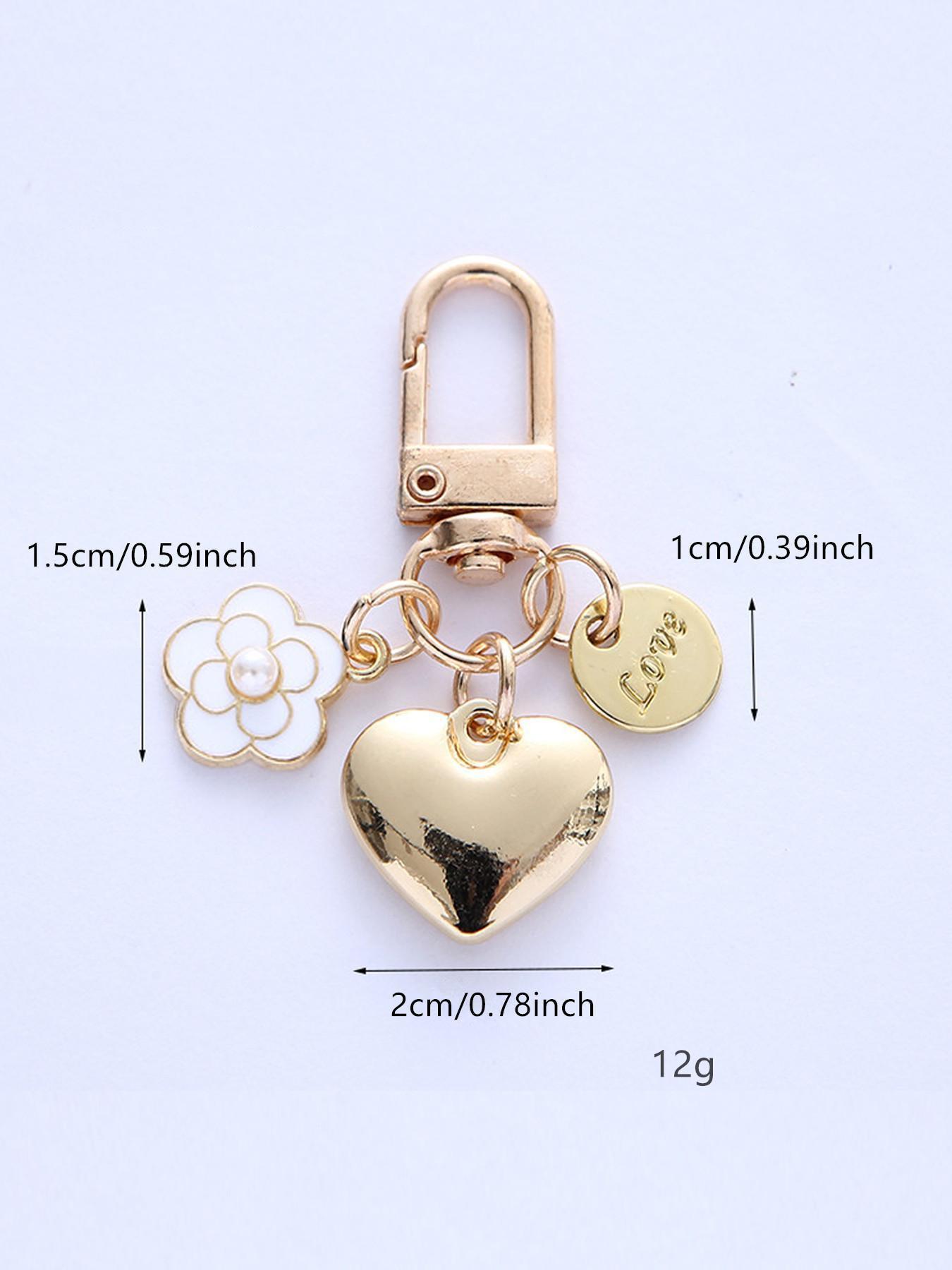 Fashion Small Heart Design Pearl Flower Women's Bag Charm Buckle Decoration Fashionable Alloy Keychain For Bags Elegant Hanging Ornament Gift Keychain For Purse