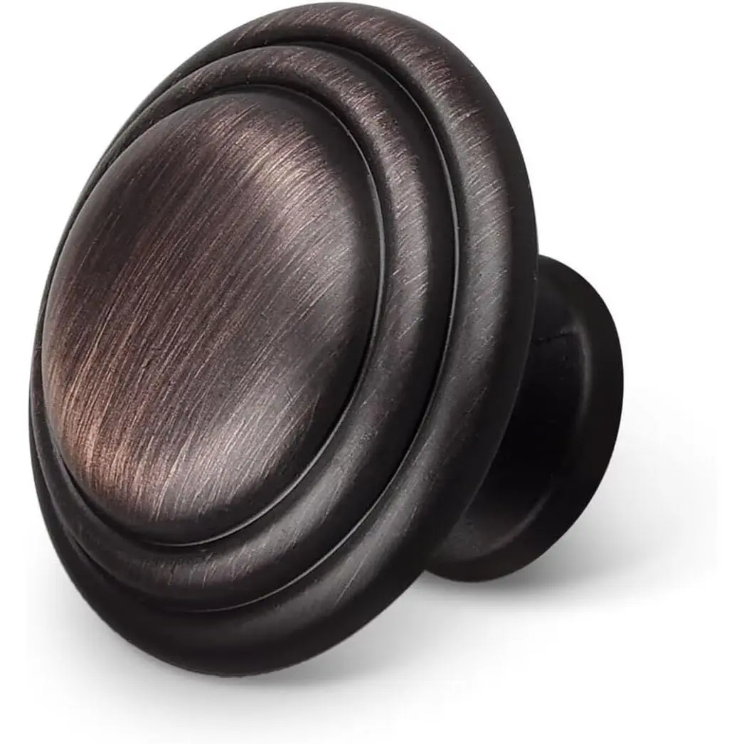Oil Rubbed Bronze Drawer Knobs 6 Pack, Round Kitchen Cabinet Knobs, Solid Zinc Alloy Dresser Handle Pulls, Diameter: 1.32 Inch(33.5mm)