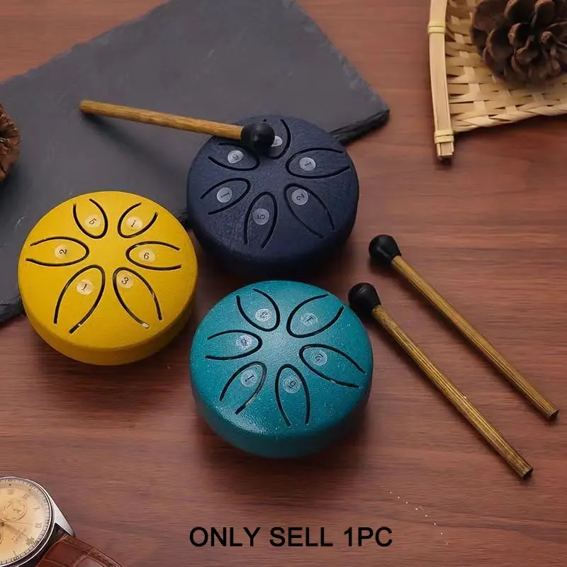 Mini 3 Inch Steel Tongue Drum, Empty Drum, Carbon Steel Hand Drum, Outdoor Rain Drum, Percussion Instrument, Portable Mini Iron Drum, Percussion Musical Instruments