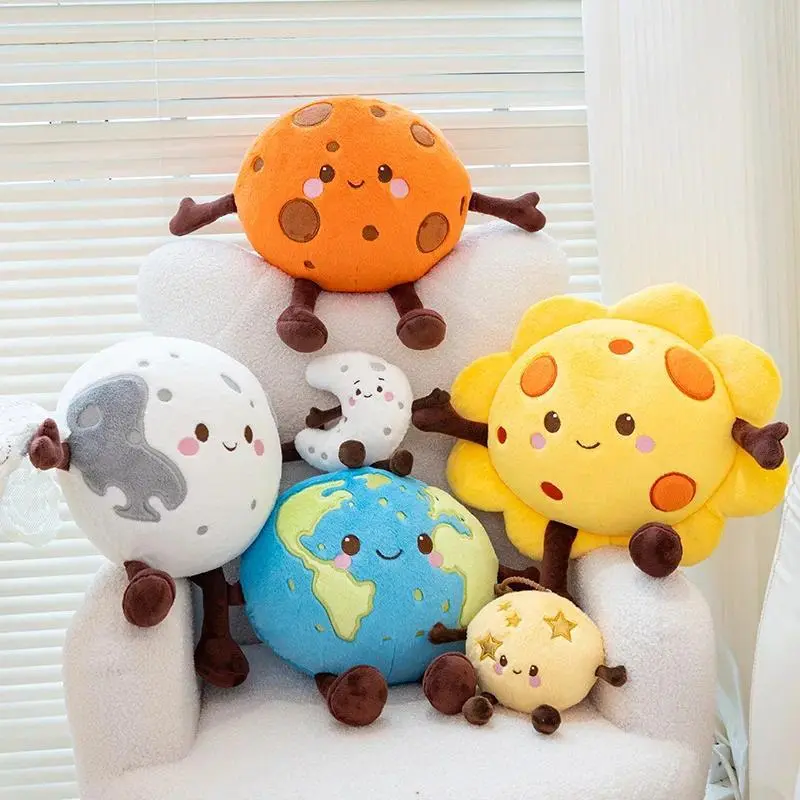 Cute Cartoon Earth Sun Mars Plush Toys Stuffed Planets Solar System Soft Pendant Pillow Cushion Kids Toys Birthday Gifts Decor