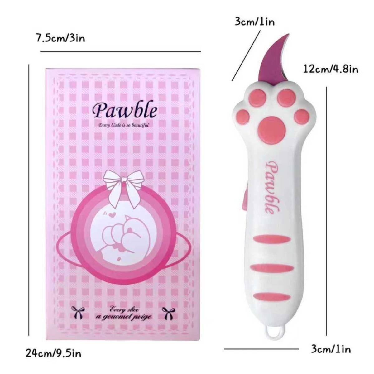 Cat Paw Box Cutter Retractable Utility Knife Cute Aesthetic Office School Supplies Gifts for Women Girls Pink Portable Safety Blade Craft Tool