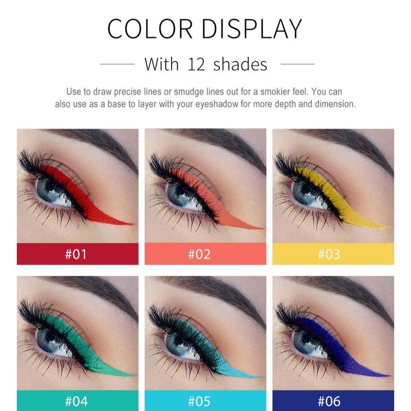 Easy Coloring Long Lasting Liquid Eyeliner, Quick Drying Eyeliner Liquid Liner Pen, Stage & Cosplay Rainbow Eyeliner