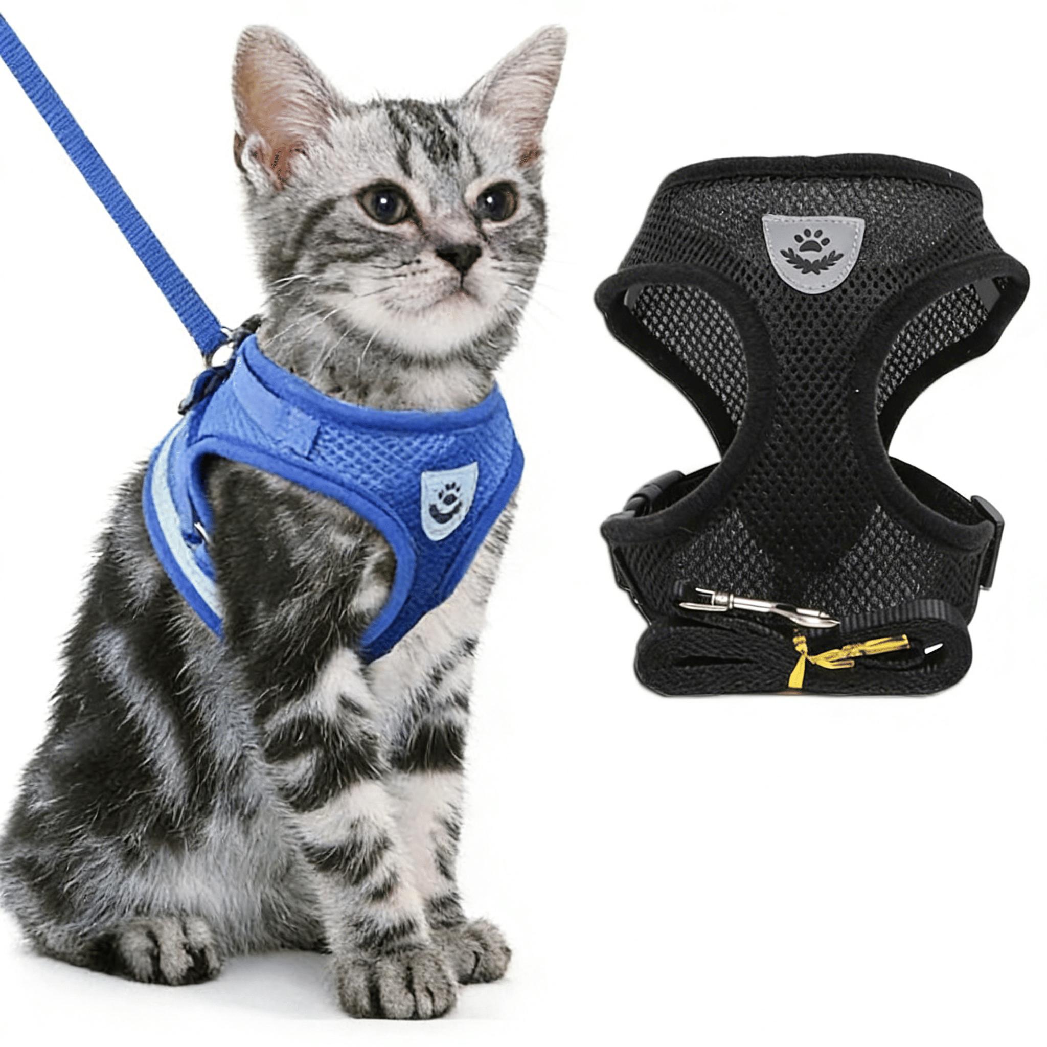 Safe and Comfortable Adjustable Reflective Harness for Cats & Dogs - Control Vest with Matching Leash in Sizes S to XL