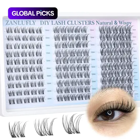 Natural Fluttering Eyelash Clusters, Volume False Lashes, Anime Lashes, Makeup Eyelashes Extension, Manga Lash Extension, C-Curl Individual Lash Extensions, DIY Personal Lashes Home Application, 10-14 mm, 150pcs Eyelash Extension Kit #GLOBAL PICKS