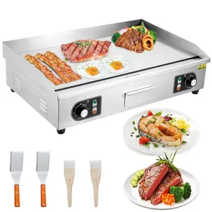30"/14" 3000W  Professional Commercial Electric Griddle, Stainless Steel Flat Top Countertop Grill, Nonstick Cooking Plate, Adjustable Temp 122°F-572°F, Includes 2 Shovels & 2 Brushes