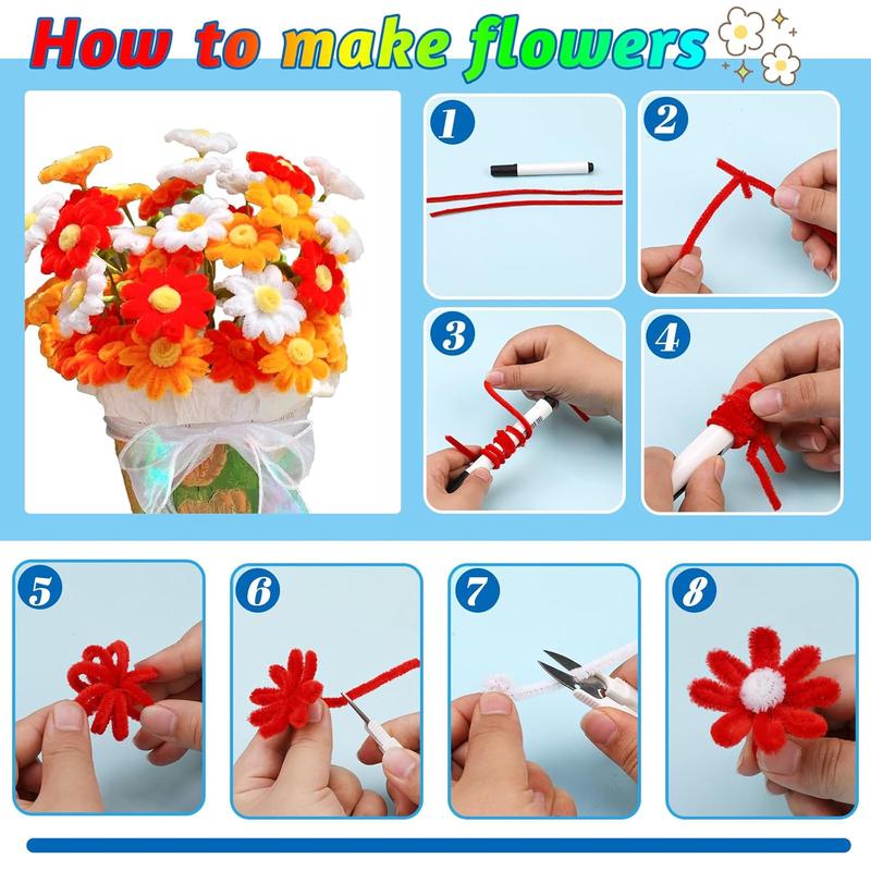 200 Pcs Pipe Cleaners, Creative Chenille Stems Pipe Cleaners Craft, Fuzzy Pipe Cleaners Bulk  Crafts, DIY Pipe Cleaner  Home Arts and Crafts Decorations Supplies for