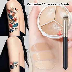 Long-Lasting Trio Concealer, Unisex Coverage for Dark Circles, Redness, Even Skin Tone, Waterproof, Sweatproof, Swimsuit Friendly, Natural Finish