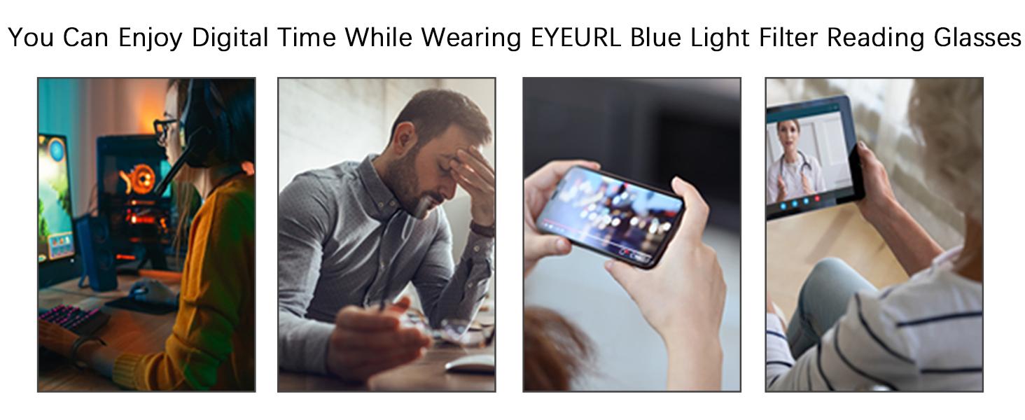 Blue Light Blocking Readers for Women - 2 Pair Ladies Computer Reading Glasses +1.25 Stylish Rectangular Frames Blue Ray Eyeglasses