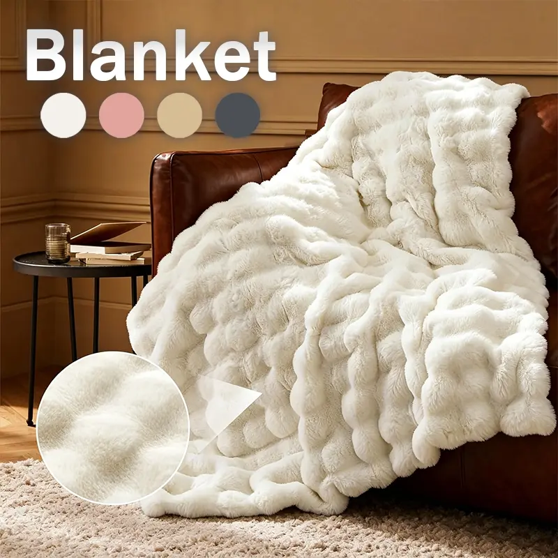 Cozy Bubble Motif Plush Throw Blanket, Reversible Soft & Plush Air Conditioning Throw, Premium Cloud-Like Touch Lightweight Warm Fabric, Stylish Decor Blanket Perfect for Travel, Sofa Rest & Nighttime Bed Layering, Reversible Fluffy Blanket