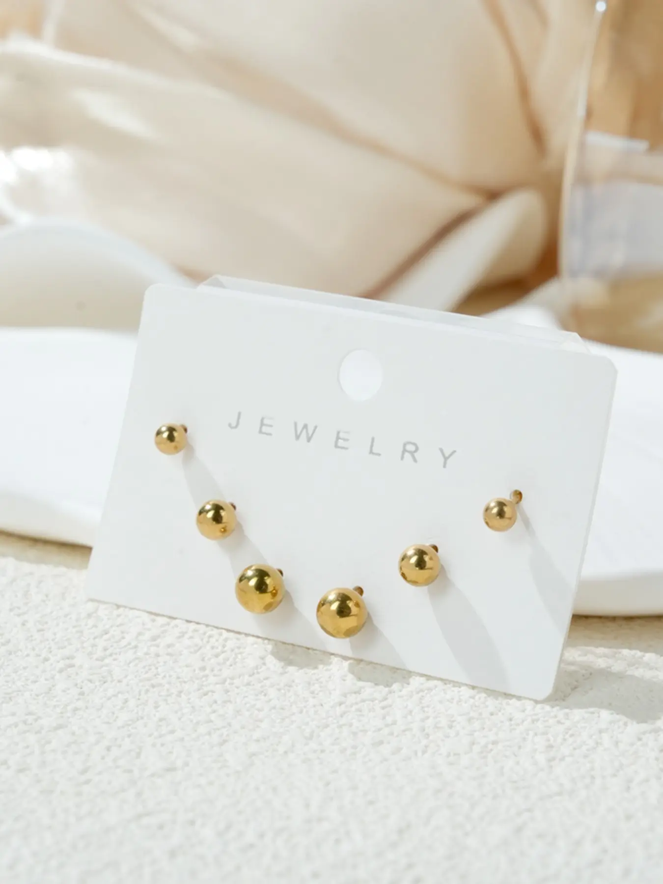 Matte Tiny Ball Earring Set, French Gentle Hypoallergenic Studs, Aesthetic Jewelry for Vacation Photos, Elegant & Comfortable, Stud Earring Pack