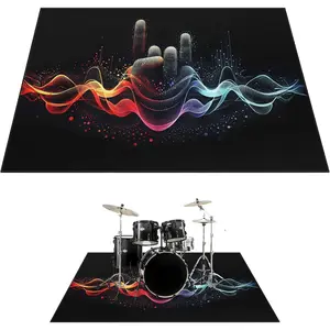 Drum Rug, 6 x 5 Ft Drum Mat with Non-Slip Grip Bottom, Drum Carpet for Noise Reduction, Soundproof Musical Instrument Rug, Professional Drum Accessories for Jazz Drum & Electric Drum Set