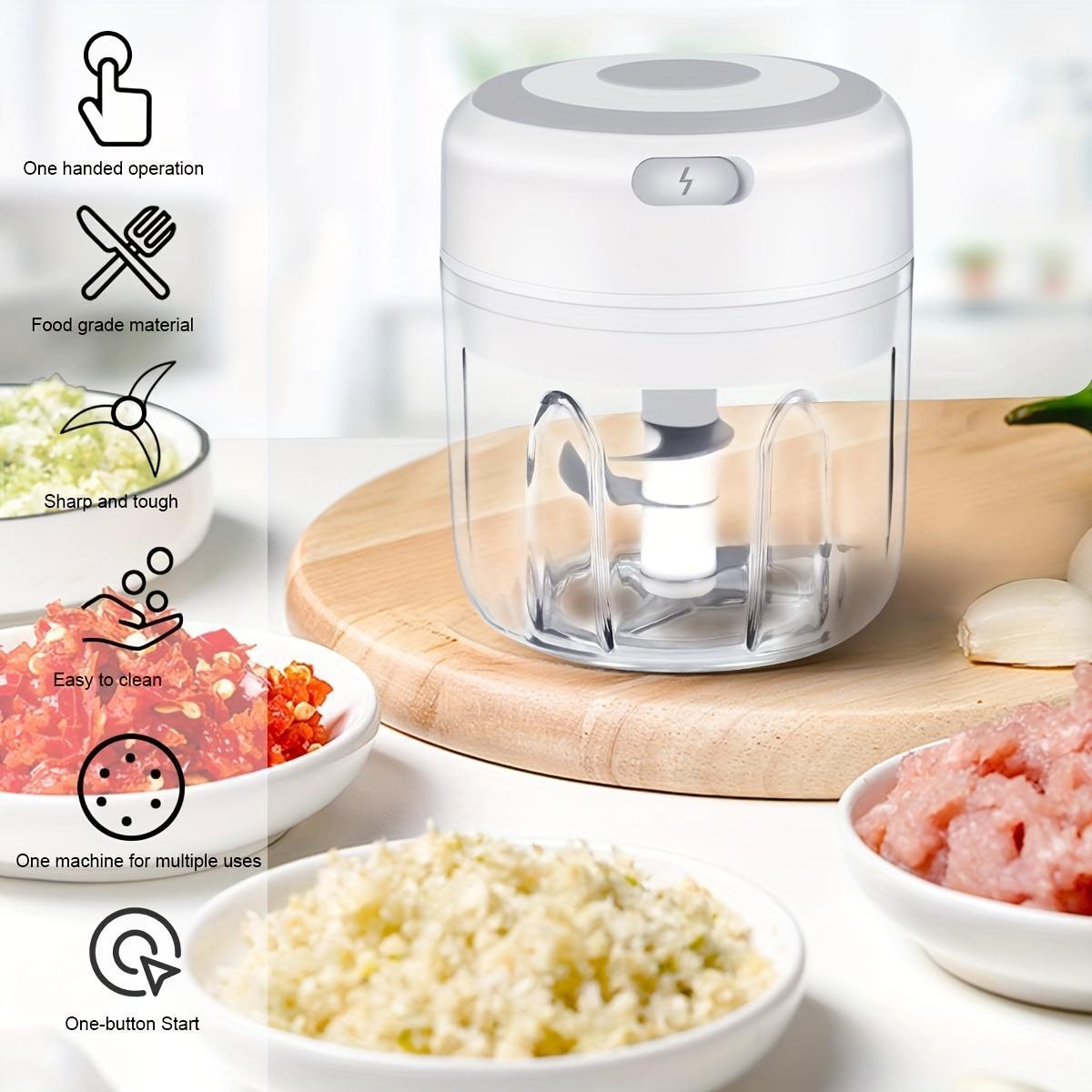 Electric Garlic Chopper, USB-Rechargeable Mini Portable Vegetable Chopper, Multifunctional Durable Chopper, Garlic Grinder Masher, Wireless Food Processor for Ginger, Chili, Fruit and Meat, Household Appliances