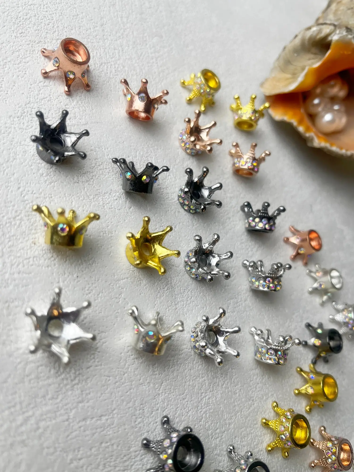 10pcs Alloy Rhinestone Crown Beads, 1.8cm Size, Perfect for DIY Jewelry Making Beading Supplies, Elegant Style